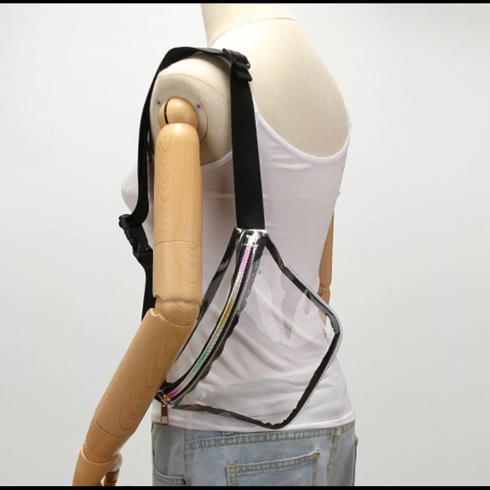 Clear transparent fanny pack. Rainbow zipper. - Picture 5 of 5